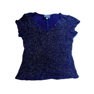 Glitter Dark Navy Blue Onyx Nite Shining Star Women's Sparkly 90’s scooter Top